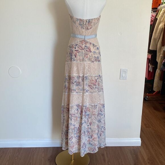 BCBGMAXAZRIA Elle Strapless Floral Print and Lace Gown Size 4 - Picture 9 of 16